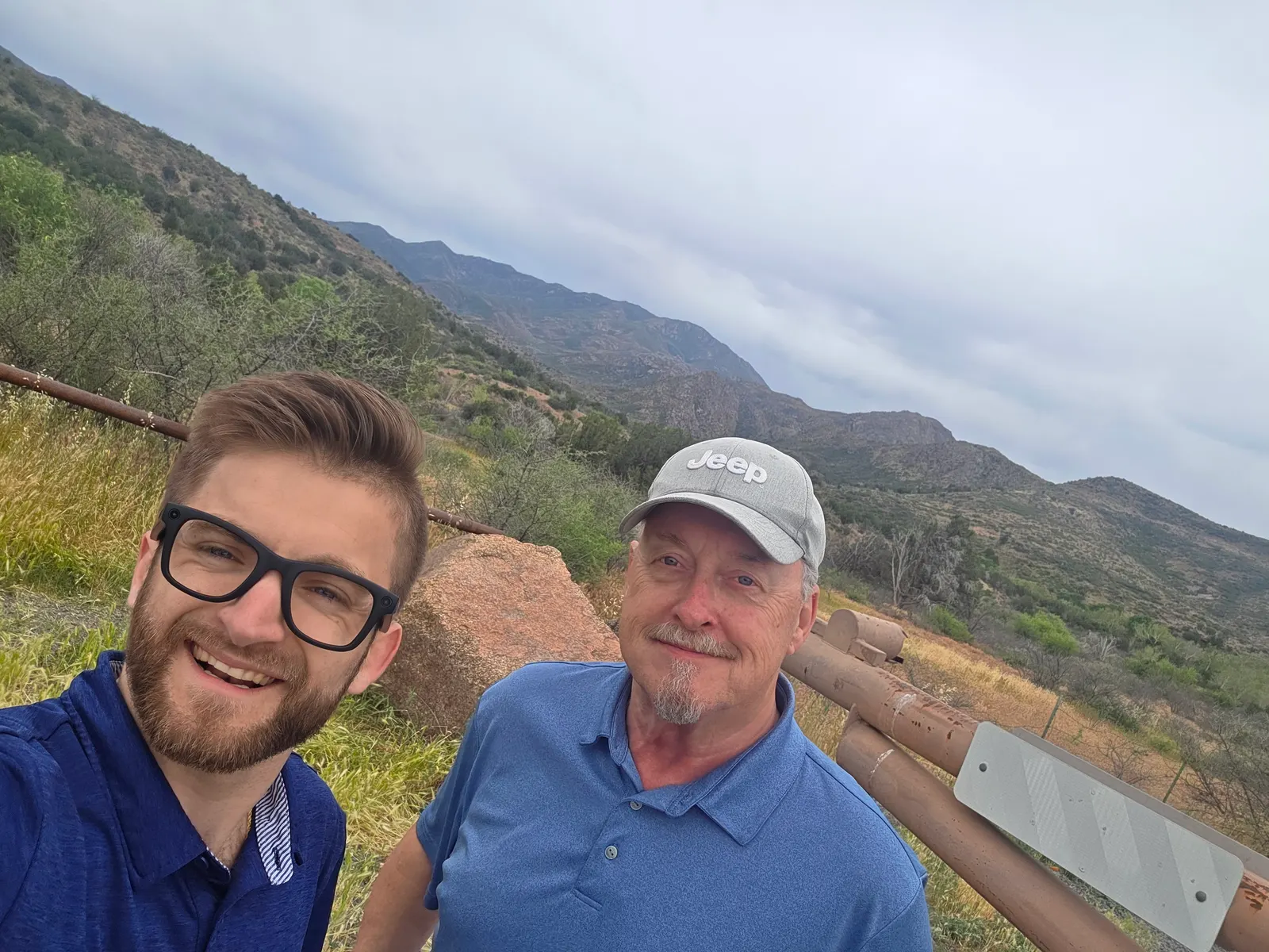 Noah Williams and a travel partner on the Roofory Roadshow in the mountains