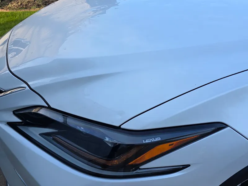Hail dents across a car hood